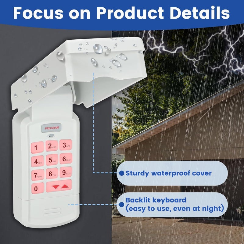 Soobool 1 for Genie Garage Door Opener Keypad, Compatible with Genie Garage Door Openers, for Model GK-R 37332R GK-BX GWKP, GWK-IC, ACSDG, ACSDA1, ACSD1G - Image 4